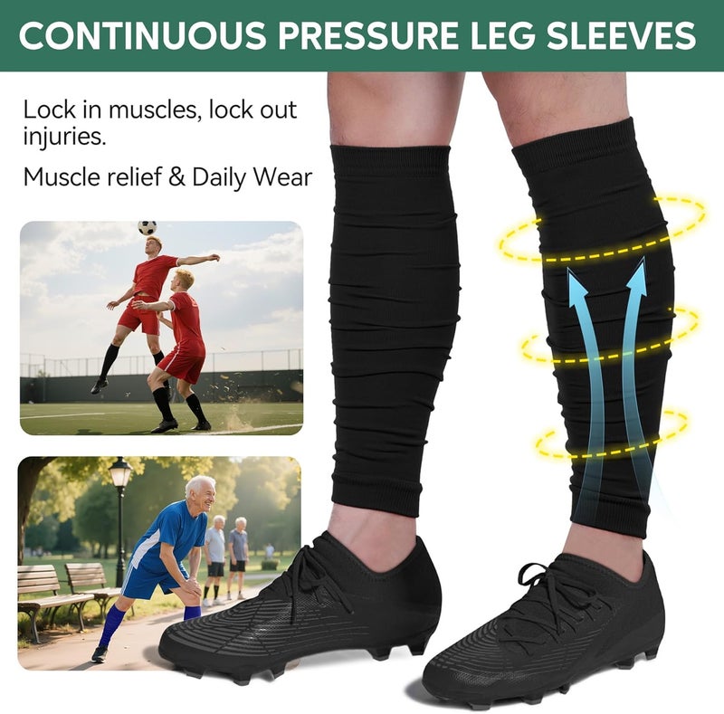 Zando Leg Compression Sleeves for Men – Football Shin Guard Grip Pre Cut Soccer Socks For Calf Support Muscle Recovery - Image 3
